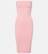 Jacquemus The Sera Strapless Embroidered Knitted Midi Dress In Pink
