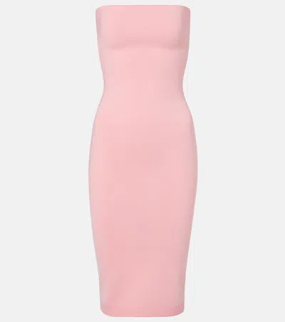 JACQUEMUS SERA STRAPLESS PIQUÉ MIDI DRESS