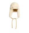 Jacquemus La Chapka Genuine Shearling Trapper Hat In White