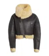 Jacquemus Shearling-trim Aviator Leather Jacket In Brown