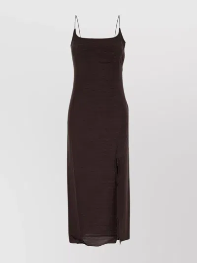 Jacquemus Sheer Fabric Slit Strap Dress In Brown