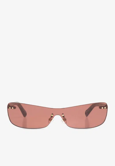 Jacquemus Shield Logo Sunglasses In Brown