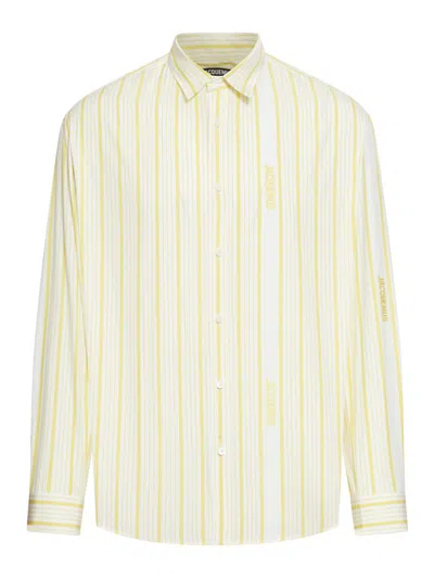 Jacquemus Simon Striped Long Sleeve Shirt In Yellow