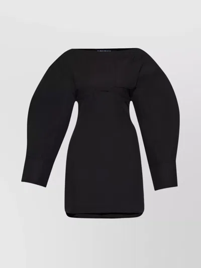 Jacquemus Shirt Dress Featuring Adjustable Belt In Black