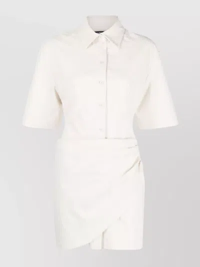 Jacquemus Shirt Dress With Wrap Detail And Cut-out In White