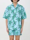 Jacquemus Short-sleeved Shirt With Tropical Palm Tree Print In Blau