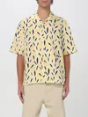 Jacquemus Yellow Cotton Jean Shirt With Playful Leaf Pattern In Bunt