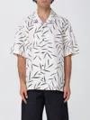 Jacquemus Short-sleeve Abstract Leaf Print Cotton Shirt In White
