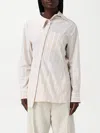 Jacquemus Pablo Striped Asymmetric Spread Collar Shirt In Nude