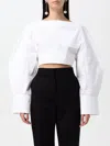 Jacquemus Le Haut Casaco Cutout Crop Cotton Poplin Shirt In Weiss