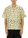 Jacquemus Yellow Cotton Jean Shirt With Playful Leaf Pattern