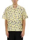 Jacquemus Yellow Cotton Jean Shirt With Playful Leaf Pattern In Yellow