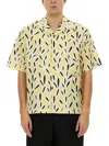 Jacquemus Yellow Cotton Jean Shirt With Playful Leaf Pattern In Yellow