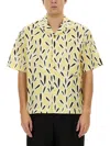 Jacquemus Yellow Cotton Jean Shirt With Playful Leaf Pattern In Yellow