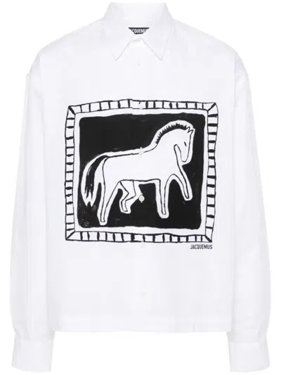 Jacquemus Shirt In Print Black & White Horse