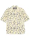 Jacquemus Yellow Cotton Jean Shirt With Playful Leaf Pattern In Print Yellow Black