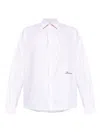 Jacquemus Men Shirt With Embroidered Logo And Herringbone Pattern In White