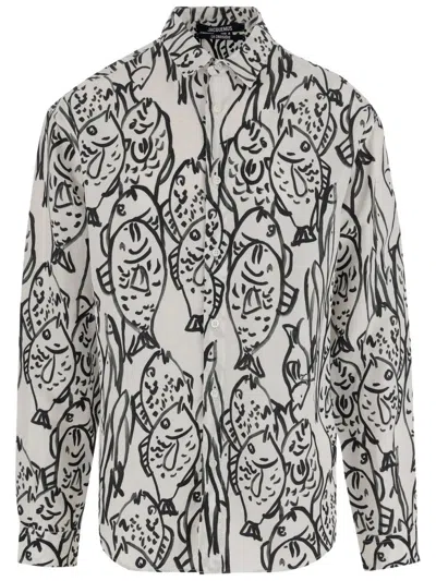 Jacquemus Shirt With Fish Print In Grey