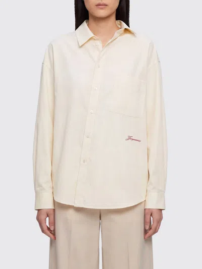 Jacquemus Light Yellow Asymmetric Cotton Shirt In White
