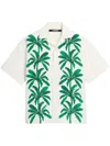 Jacquemus 'la Chemise Jean' Multicolor Shirt With Notched Collar And Palm Print On The Front In Green