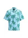 Jacquemus Short-sleeved Shirt With Tropical Palm Tree Print In Blue