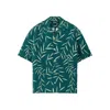 Jacquemus Leaf Print Short Sleeve Shirt With Pocket In Green