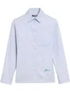 Jacquemus Womens La Chemise Cuadro Script-embroidery Asymmetric Cotton Shirt Light Grey