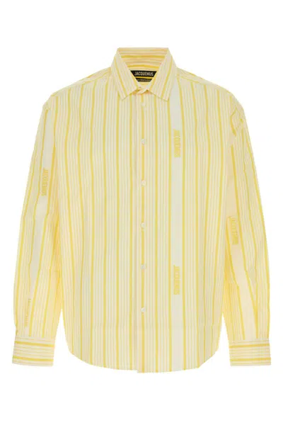 Jacquemus Simon Striped Long Sleeve Shirt In Yellow