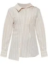 Jacquemus Pablo Striped Asymmetric Spread Collar Shirt In Beige