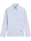 Jacquemus Womens La Chemise Cuadro Script-embroidery Asymmetric Cotton Shirt Light Grey In Clear Blue