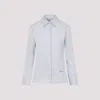 Jacquemus Womens Light Grey La Chemise Cuadro Script-embroidery Asymmetric Cotton Shirt In Blue