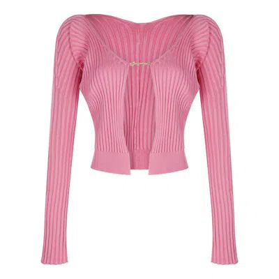 Jacquemus La Maille Pralu Pink Cardigan In Neonpink