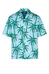 Jacquemus Short-sleeved Shirt With Tropical Palm Tree Print In Printpalmtreesstarblue