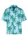 Jacquemus Short-sleeved Shirt With Tropical Palm Tree Print In Printpalmtreesstarblue