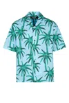 Jacquemus Short-sleeved Shirt With Tropical Palm Tree Print In Printpalmtreesstarblue