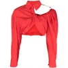 Jacquemus Asymmetric Cropped Shirt In Red