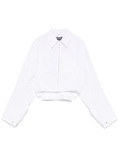 Jacquemus Shirt Le Chemise Mirada In White Cotton With Zipper