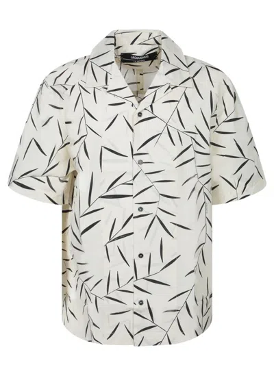 Jacquemus Leaf-print Short-sleeved Shirt In White