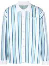 Jacquemus La Chemise Maille Striped Boxy-fit Cotton-blend Polo In White