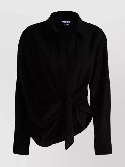 Jacquemus Shirts With Long Sleeves And Front Tie In Purple