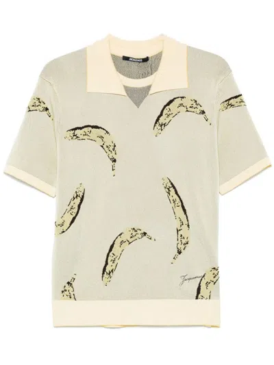 Jacquemus Crew Neck Graphic Print Polo Shirt In Yellow