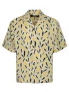 Jacquemus Yellow Cotton Jean Shirt With Playful Leaf Pattern In Yellow
