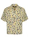 Jacquemus Yellow Cotton Jean Shirt With Playful Leaf Pattern In Yellow