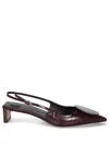 Jacquemus Pointed Toe Slingback Pumps With Textured Calf Leather In Brown
