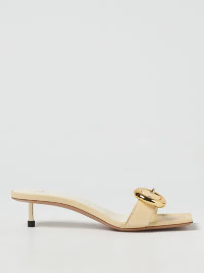 Jacquemus Geometric Buckle Mules In Beige