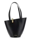 Jacquemus Shopper 'le Bambola Moyen' Con Desing Asimmetrico E Logo Sul Fronte In Pelle Nera Donna