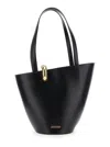 Jacquemus The Medium Bambola Asymmetric Leather Bucket Bag In Black