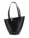 Jacquemus The Medium Bambola Asymmetric Leather Bucket Bag In Black
