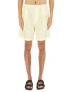 Jacquemus Aloe Striped Pattern Elastic Waistband Shorts In Yellow