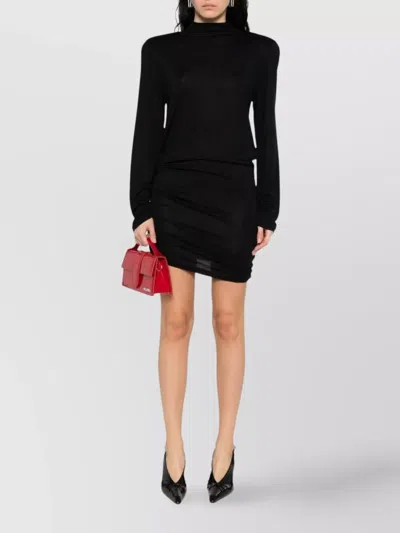 JACQUEMUS SHORT DRESS WITH ASYMMETRIC HEM AND RUCHED DETAILING
